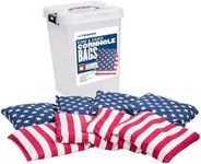 Triumph Patriotic Stars and Stripes 16 oz. Cornhole Bags - Includes 8 Duck Cloth Cornhole Bags and Storage Tub