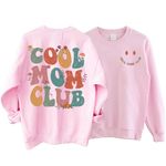 Cool Moms Club Sweatshirt - Floral Cool Mom 2 Sided Sweater, Mom Club Crewneck Gifts, Light Pink, XX-Large