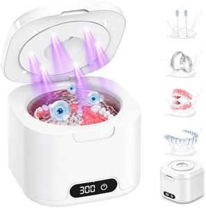 Ultrasonic Retainer Cleaner, 49kHz Dental Cleaning Pod 340ML Ultrasonic Cleaner for Retainer, Dentures, Aligners, Mouth Guards, Night Guards, Toothbrush Heads, Jewellery & All Dental Appliances