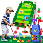 Doloowee Kids Golf Clubs, Toddler Golf Set with 6 Balls, 4 golf clubs, 1 Cornhole Board & Putting Mat, Kids Golf Set Mini Golf Set Toddler Toys Gift for 3 4 5 6 7 8 9Years Old Boys Girls