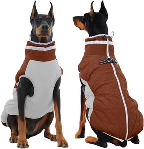 OUOBOB Dog Jackets for Large Dogs, Large Dog Winter Coat, Pet Cold Weather Coats, XXXL Pet Jacket with D-Ring, Waterproof Coat with Back Zipper,Snowsuit Labrador German Shepherd Doberman,Brown,XXXL