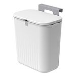 Bncxdc Kitchen Bin, Kitchen Waste Bin with Cover, Home Recycle Hanging Trash Can, Wall Mounted Rubbish Bin for Home Kitchen Cabinet Bathroom Office, 9.5 Litres Under Kitchen Counter Bin, White