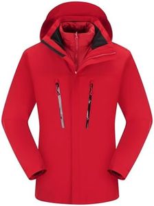 Men's winter jacket coat 3 in 1 snow ski jacket waterproof windproof jacket men's warm down jacket (US, Alpha, X-Large, Regular, Regular, deep red)