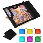 Tektalk Foldable Jigsaw Puzzle Board with 4 Angle Adjustable Bracket/Stand, Lightweight Portable Puzzle Mat Plateau with Wooden Easel, Foldaway Felt Puzzle Table, for Up to 1500 Pieces (Black)