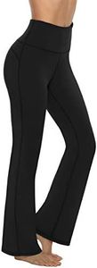 AFITNE Bootcut Yoga Pants for Women, High Waist Flared Leggings with Pockets Wide Leg Bottom Bootleg Tummy Control Workout Gym Casual Work Flare Trousers UK Black M