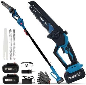 Cordless 2-in-1 Pole Saw & 8" Mini Chainsaw,Brushless 1200W Motor,2x21V 4.0Ah Batteries, 4-9FT Extension Pole with 0-180° Adjustable Head,Auto Oiling,Max 16FT Reach for Tree or Branches Tree Trimming