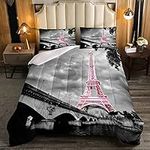 kxry Pink Paris Comforter Set King 