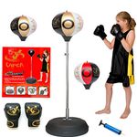Children Kids Punching Boxing Speed Ball fitness Free Standing Bag Tumbler Agility Stand Boy Sandbag Boxing Gloves Set Sport Toy Boxing Punch Bag Adjustable Height Freestanding