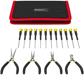 16-Piece Precision Screwdriver Set – Includes Magnetic-Tip Screwdrivers, Pliers, and Nylon Case – Electronics Tool Kit by Stalwart