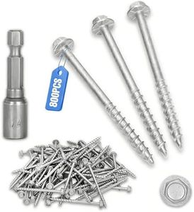 #9 x 1-2/2" Joist Hanger Screws, Silver / 0.370"-Dia Heavy‑Duty Deck Screw, Replace Simpson 9212R500 Connector Screws & 10DNails,1/4" Hex Socket Wood Screws,800pcs