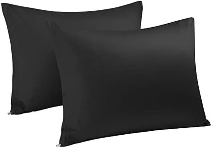 uxcell Zippered Standard Pillow Cases Pillowcases Covers, Egyptian Cotton 300 Thread Count, 20 x 26 inch, Black, Set of 2