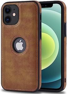 AIOVETEAB Funda Compatible con iPhone 12 Mini, Slim Premium PU Cuero Retro Business Antiarañazos Anti-Choques Case Funda de Piel Protectora para iPhone 12 Mini (Marrón)