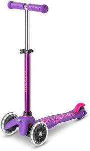 Micro Scooters | Mini Micro Deluxe LED Children's Scooter | Extra Grippy Deck | Weather Tested Stem | Remove & Fold Handlebar | Light Up Wheels | 2-5yrs | Boys & Girls | Pink/Purple