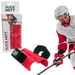 Slick Mitt™ - Top Hand Hockey Training for Smoother Stickhandling, Top Hand Strength and Harder Shots (Red Handle/Black Straps)