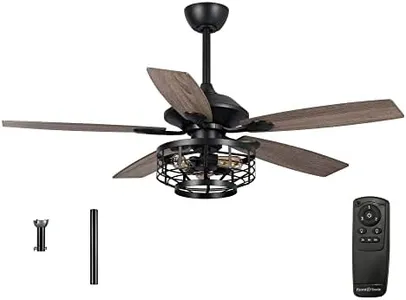 Parrot Uncle Ceiling Fans with Lights and Remote 52 Inch Black Ceiling Fan with Light Farmhouse Outdoor Ceiling Fans for Patios Covered