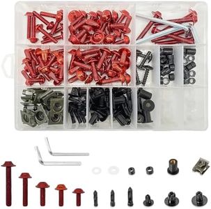 210PCS Motorcycle Fairing Bolt Kit Aluminum Alloy M5 M6 Screws Fasteners Colorful Universal Fairing Bolts Nut Clips Kit for Honda Kawasak Suzuki Ducati Yamaha BMW GSXR Sport Bikes(red)