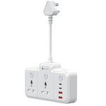 Portronics 2500W Power Plate Plus 6-in-1 Power Extender, 2 Universal Sockets & 4 USB Ports, Individual Switches, 180° Flexible Cord, Child Safety Shutters, for Home, Office, Laptops, 6A/10A Appliances