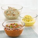 Borosil Glass Mixing & Serving Bowl Set, Set of 3, Oven & Microwave Proof, 350 ml +500 ml + 900ml, Clear (IYECSB03NL3559)