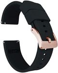 BARTON WATCH BANDS 24mm Black - Elite Silicone Watch Band Strap - Rose Gold Buckle Quick Release