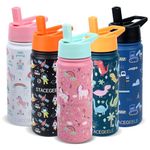 STACEGEELE Kids Stainless Steel Water Bottle with Straw Kids Insulated Water Thermos for School Kids Metal Water Bottles for Boys Girls Double Wall Vacuum Leak Proof BPA Free 18oz 550ml Rainbow Horse