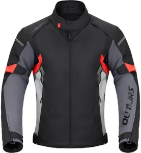 Oumurs Motorcycle Jacket for Men With CE Armor and Waterproof Riding Gear with Body Armor Foam Padding & Breathable Fabric, Summer & Winter Motorcycle Riding Reflective Jacket For Night Visibility