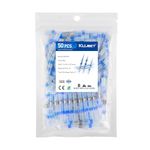 Kuject 50PCS Solder Seal Wire Connectors AWG 16-14, Blue Solder Seal Heat Shrink Butt Connectors Terminals Solder Sleeve Insulted Waterproof Wire Splice Connector for Marine Automotive Boat Wire Joint