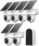 ANSQUE Security Cameras Wireless Outdoor Home System, 6 Camera Kit, No Subscription Fees, Solar Powered, Local Storage, 365-Day Battery Life, 360°PTZ Surveillance, Auto Tracking, 2K Color Night Vision