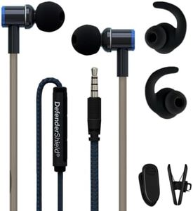 DefenderShield Air Tube Stereo Earbuds - Universal Acoustic Wired Headphones with Mic & Volume Control