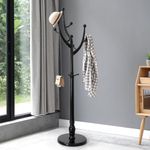 Bekrvio Coat Rack Freestanding Coat Tree with Sturdy Round Base, Unique Coat Hanger Stand, Heavy Duty Standing Coat Rack Clothes Stand for Winter Jacket, Hat, Entryway/Hallway/Bedroom, Black