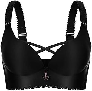 Necalisi Brassière sans Couture Noir Soutien-Gorge de Tous Les Jours - Emboîtant - Uni - Femme sans Armatures Soutiens-Gorge Dos Nu Bras 85C