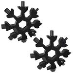 2 Pack 18-in-1 Snowflakes Multi Tool,Stainless Steel Bottle Opener Wrench, Flat Cross Screwdriver Kit,Outdoor Portable Multitool Cool Father's Day Gift Christmas Present (2 x Black)