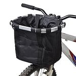 Redlution Bicycle Bike Detachable Cycle Front Canvas Basket Carrier Bag Pet Carrier Aluminum Alloy Frame Pet Carrier (black)