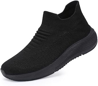 SHULOOK Womens Slip on Walking Shoes Comfort Lightweight Breathable Sock Shoe Non-Slip Mesh Casual Fashion Tennis Running Sneakers, Black, 10 US