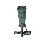 Woods 17321 17321WD Outdoor Plug-in Yard Stake Timer with Photocell; Dusk-To-Dawn; 3-Outlet; Green