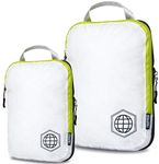 Compression Packing Cubes for Travel- Packing Cubes and Travel Organizers, White and Green, 2 Piece