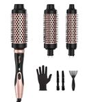 Terviiix 3 in 1 Thermal Brush Set, Ceramic Curling Wand, Fast Heating Hot Brush, 3 Interchangeable Travel Curling Irons for Short, Medium & Long Hair(32mm, 38mm & 45mm), Dual Voltage