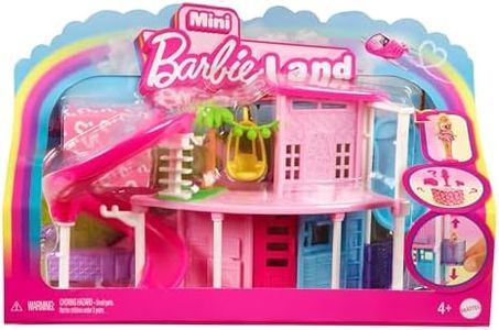 Barbie Mini BarbieLand Doll House Sets, Mini Dreamhouse with Surprise 1.5-inch Barbie Doll, Furniture & Accessories, Plus Elevator & Pool, 4Y+, HYF45