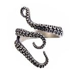 BODYA Gothic Punk Stainless Steel Octopus Tentacle Ring Squid Kraken Nyarlathotep Size Adjustable