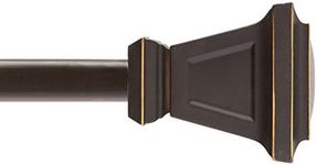 Kenney KN75351 Seville Square End Standard Decorative Window Curtain Rod, 48-86" (121.92-218.44 cm) Adjustable Length, Oil Rubbed Bronze Finish, 5/8" (1.6 cm) Diameter Steel Tube