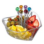 Prodyne Happy Hour Clear with Colorful Diamond Head Martini Picks Garnish Server (Set of 6), Clear