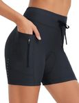 baleaf Women's Padded Bike Shorts High Waisted Cycling Underwear Zipper Pockets for Bicycle Biking Cycle Black M