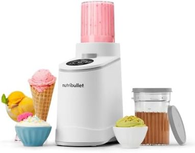 nutribullet Chill Ice Cream Maker, for Gelato, Sorbet, Frozen Yogurt, Smoothie Bowls, Compact Size, (2) Dishwasher Safe 16 oz. Pint Cups with Lids, White, NBD50100AW