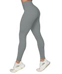Sunzel Nunaked Workout Leggings for Women, Tummy Control Compression Workout Gym Yoga Pants, High Waist & No Front Seam Poppy Sead Small 28"