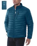 33,000ft Mens Winter Lightweight Jacket Warm Short Packable Puffer Jacket Transitional Padded Down Jacket Quilted Jacket for Men Lined for Hiking Travelling Ceramic Blue S