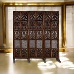 Z.A SAWMIL ART Wooden Room Divider with Stand - Privacy Screen, Support Base, Stable Partition Living Room and Office - Mix Frame Design, 6 Feet, Brown (Design - 1, 6 Feet 3 Panel with Stand)