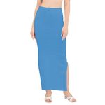 DESI GIRL - Cotton Stretchy Saree Shapewear for Women Straight Cut Skirt with Side Cut Petticoat | Shape Wear Dress for Sarees | S | Petticoat with Drawstring & Stretchable (Uniform Blue)