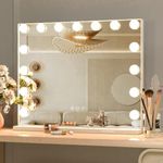 CASSILANDO Hollywood Vanity Mirror with Lights, Vanity Makeup Mirror with 15 LED Bulbs, Tabletop or Wall Mounted Mirror, 3 Color Lighting Modes, USB Port, Smart Touch Control