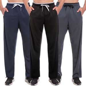 SACUIMAN Mens Athletic Sweatpants with Zipper Pockets Workout Gym Running Jogging Pants for Men Open Bottom (3 Pack,XL)