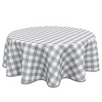 Home Direct Round Oilcloth PVC Wipe Clean Tablecloth Table Cover Gingham Checkers 160cm 62" Light Pale Grey