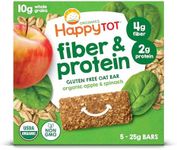 Happy Tot Organics Fiber & Protein Soft-Baked Oat Bars Toddler Snack Apple & Spinach, 0.88 Ounce Bars, 5 Count Box (Pack of 6)